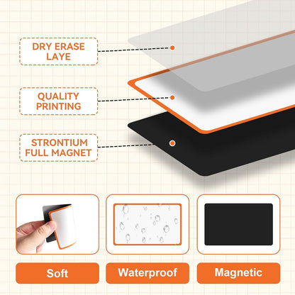 12 Pack Magnetic Dry Erase Labels 3x5 Inches - Reusable Magnetic Name Tags & Mini Dry Erase Board for Refrigerator, Classroom, Office - Eco-Friendly Whiteboard Labels for Notes, Lists, Organizing