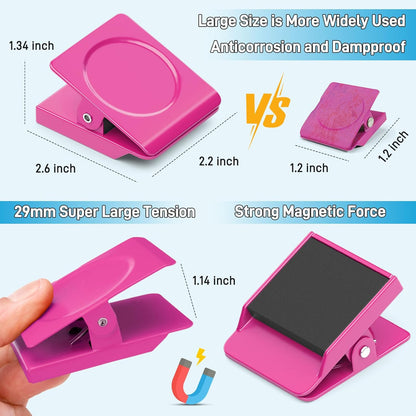 FINDMAG Pink Magnetic Clips, 2.2inch Heavy Duty, Strong Magnet Clips for Fridge, Whiteboard, Classroom, Office (Pack of 4)
