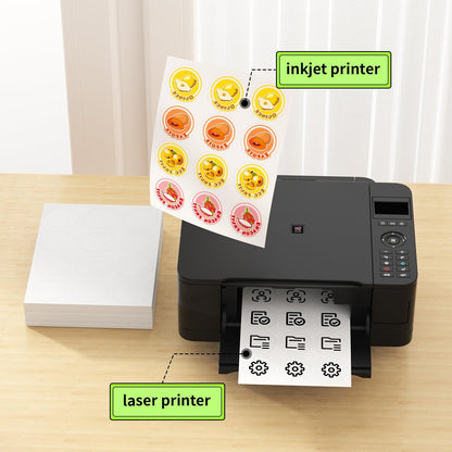 Methdic 2.5" Diameter High Visibility Printable Round Labels，Matte White，360 Customizable Blank Stickers