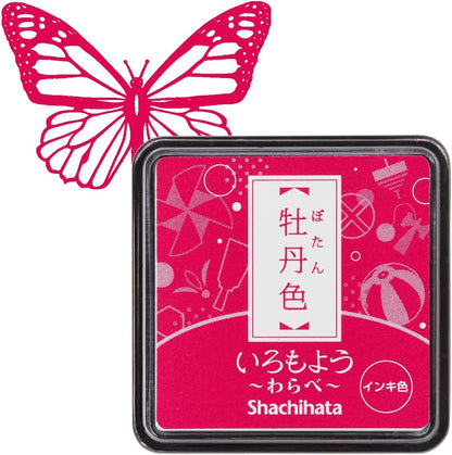 IROMOYO WARABE Stamp PAD, Small Traditional Japanese Ink Colour, Oil-Based Ink pad - Pink