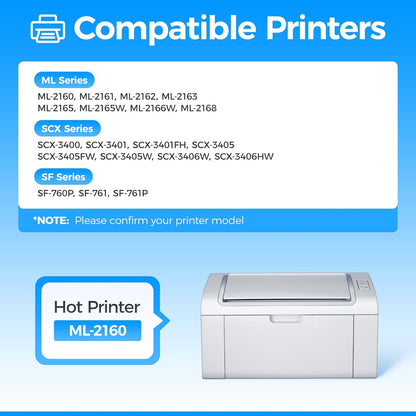 MLT-D101S Toner Cartridge Black 2-Pack High-Yield Replacement for Samsung MLT-D101S D101S Compatible with Samsung ML-2160 ML-2161 ML-2166W ML-2168 SCX-3400 SCX-3405FW SCX-3406W SF-760P Laser Printers