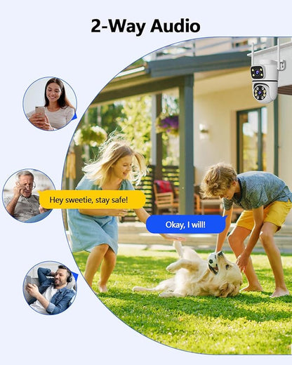 WEILAILIFE 【Dual Lens Linkage】 5MP Outdoor Wireless Security Camera, PTZ WiFi Video Surveillance Cameras for Home Security（2 Pack）