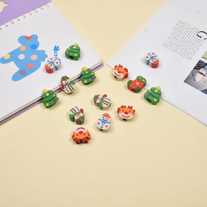 42Pcs Christmas Eraser Toppers for Kids Boys Girls, Mini Christmas Eraser Tops Bulk for Stockings Stuffers