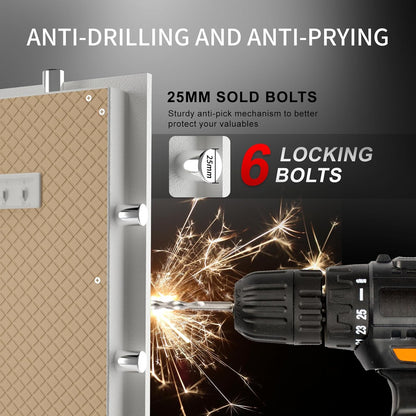 【US STOCK】TIGERKING 11.5 Cubic Feet Extra Large Heavy Duty Safe Box, Home Safe with Double Safety Key Lock and Separate Lock Box, Digital safe with 3 Removable Shelf for Home Hotel Office,180lbs