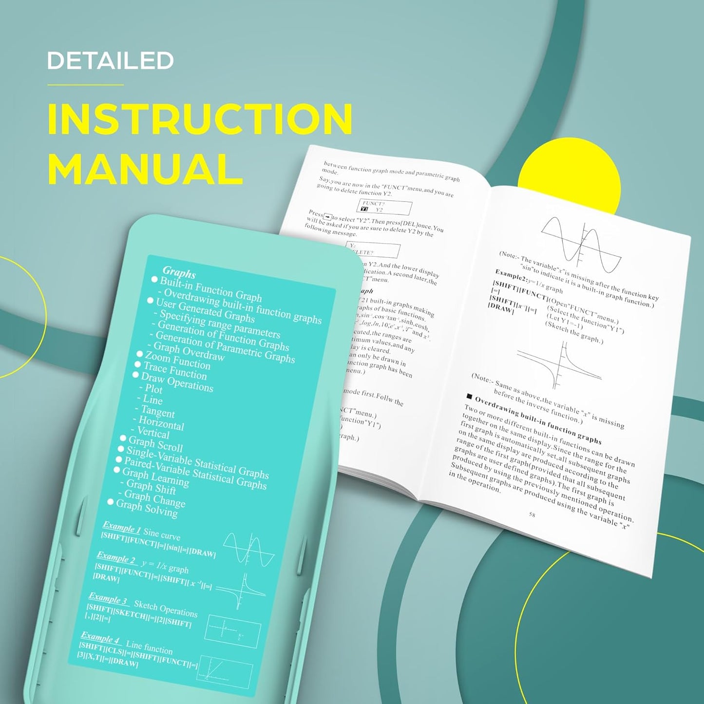 TOVO Scientific Calculator with Graphing Functions, Multiple Modes, 360 Functions, Large Screen, Intuitive Interface for Beginners, High School & Advanced Courses, TS-259 (Developed by CATIGA)
