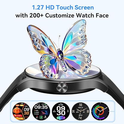 Smart Watches for Men/Women (2 Bands), 1.27“ Round Smartwatch Fitness Tracker with Bluetooth Calls (Make/Answer), Heart Rate/SpO2/Sleep Monitor, 12 Days Battery, IP68 Waterproof