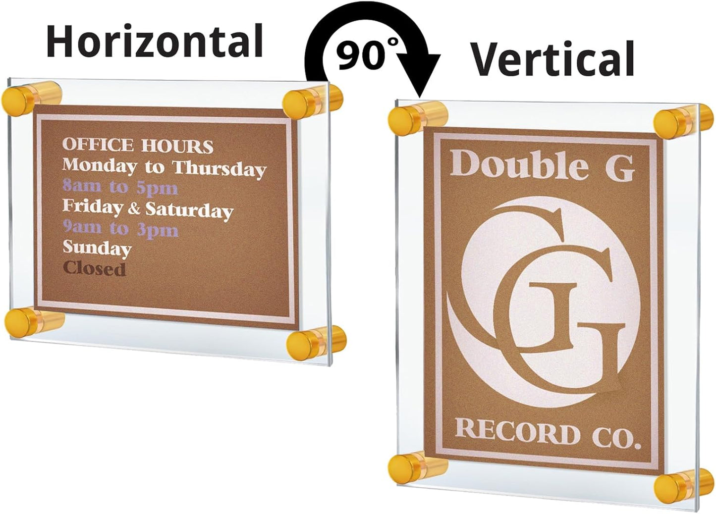 Azar Displays 105510-GLD Acrylic Floating Double Panel Wall Frame,11" x 14" Graphic Size, Overall Frame Size: 15" x 18", Gold