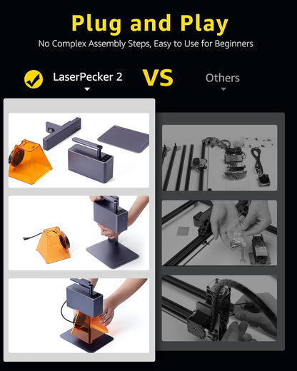 LaserPecker LP2 Laser Engraver with Roller, Portable and Handheld Laser Engraving Machine for Wood Metal Leather Acylic Engraving Laser Cutter, Suit Set with Versatile Rotary Roller