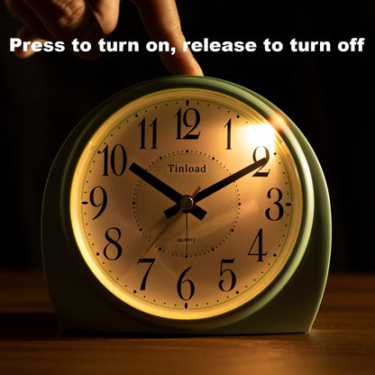 5.5" Large Analog Alarm Clock Silent Non Ticking, Gentle Wake, Beep Sounds, Increasing Volume, Battery Operated Snooze and Manual Light, Easy Set