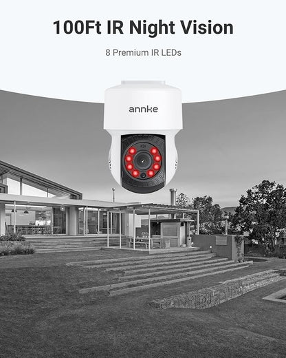 ANNKE 2Pack 1080P 2MP AHD CCTV Home Surveillance Dome Wired PT Camera with 350° pan and 90° tilt, 100ft IR Night Vision, IP65 Weatherproof Security Add–On Cam for Outdoor, Wide Compatibility - APT200