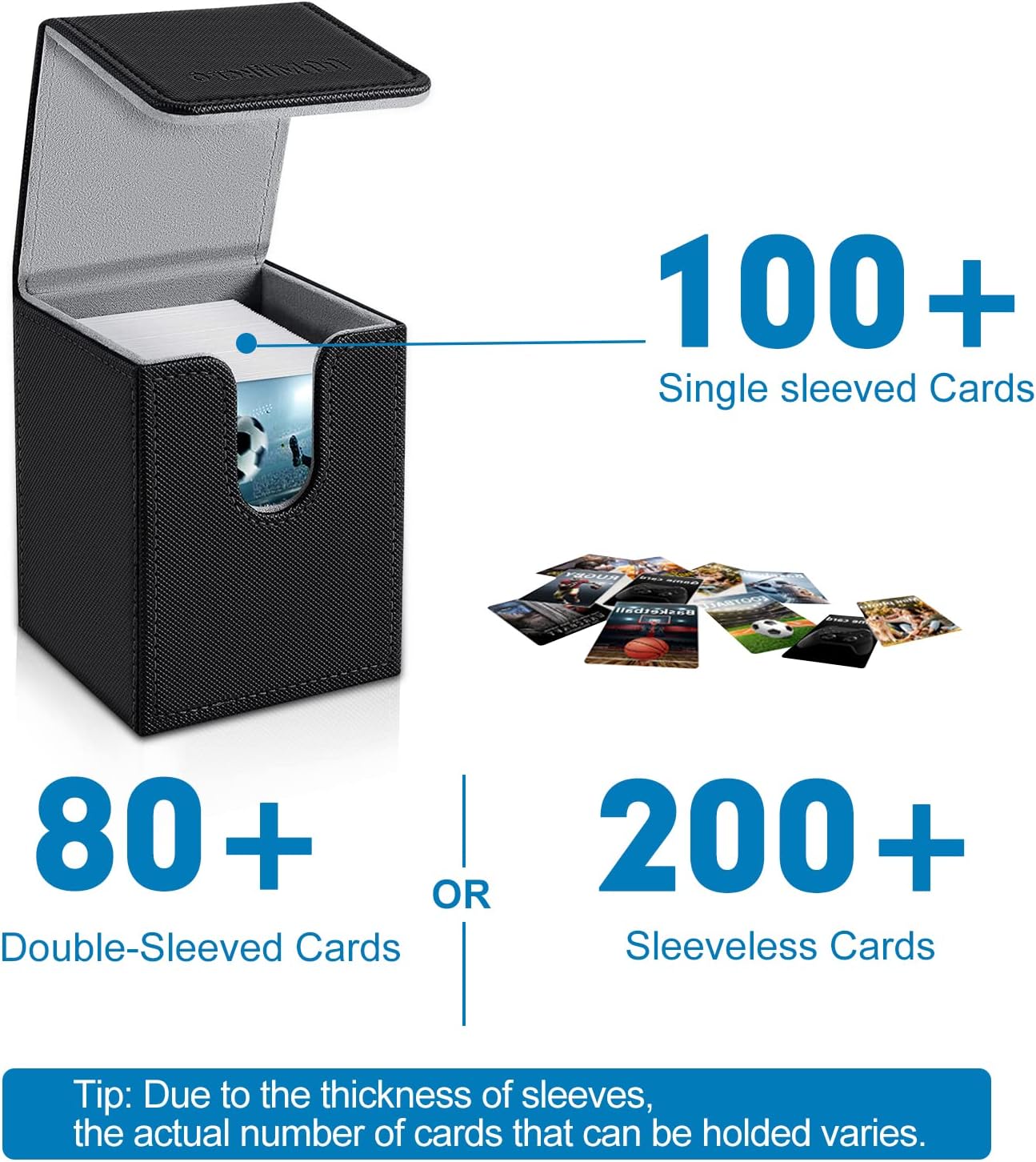 Mlikero 2 Pack Card Deck Box, Commander Deck Box Holds 200+ Single Sleeved Cards with 2 Dividers, Leather Magnetic Card Box Fit for MTG, TCG