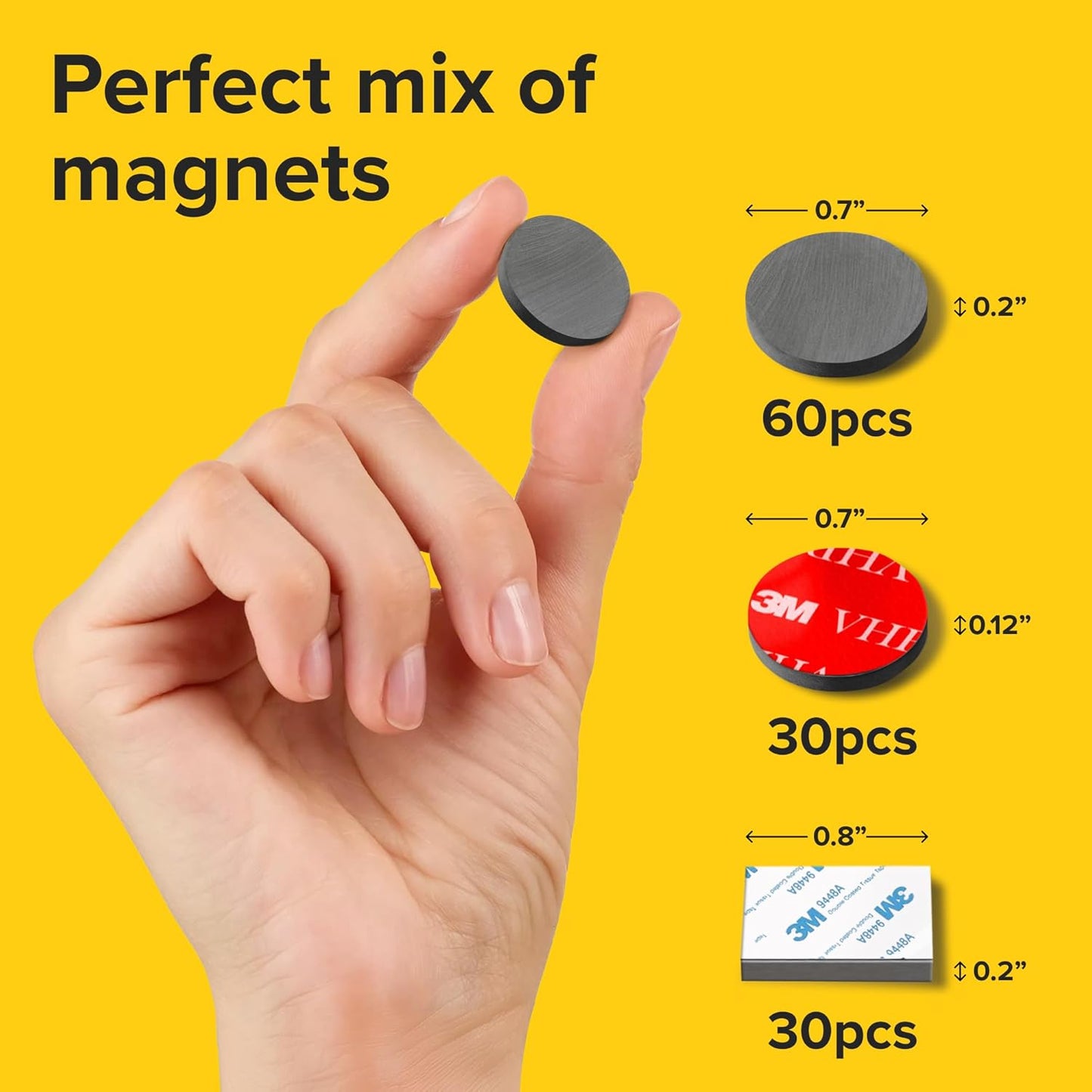 X-bet MAGNET Pack of 120 Magnets Round and Squares with Adhesive Backing high-Strength, Versatile Magnets Perfect for Home, Office and Projects - Reliable