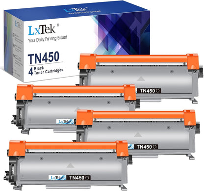 LxTek Compatible Toner Cartridge Replacement for Brother TN-450 TN450 TN420 to use with MFC-7360N DCP-7065DN IntelliFax 2840 2940 MFC-7860DW MFC-7460DN HL-2270DW MFC7240 Printer (Black, 4 Pack)