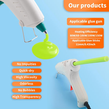 MATUFF Light Green hot Glue Sticks Full Size 0.43” Dia x 8” Long, 52 pcs Hot melt Adhesive Glue Sticks, All-Purpose Colored Glue Gun Sticks for Christmas Decoration Crafts Arts School Repair Bonding