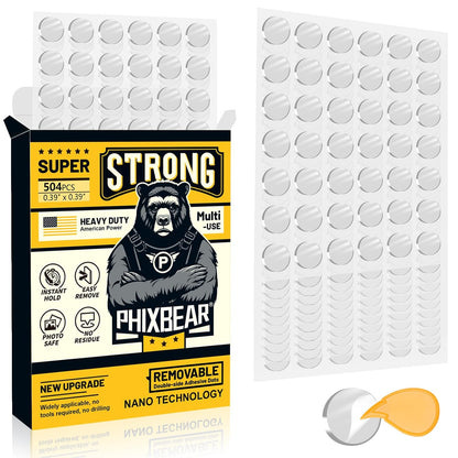 Small Mounting Putty No Residue, Strong Double Sided Glue Adhesive Dots Clear Museum Sticky Tack, Picture Hanging Strips Fixed Posters Map Decor Art Craft Party, Round 0.39 in (504 Pcs)