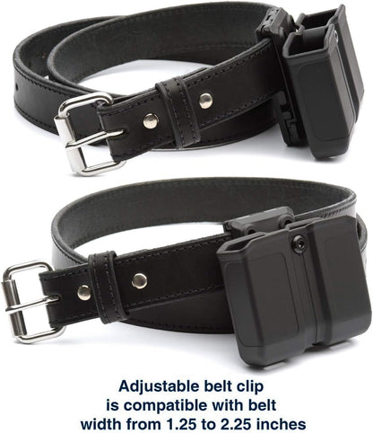 OWB Polymer Double Magazine Holster Ambidextrous Carrier, Fits 9mm/.40 Calibers Double Stack Magazines of Glock, S&W, Sig Sauer, Springfield, Taurus, Beretta, Ruger, Walther, Canik, Colt, CZ, H&K