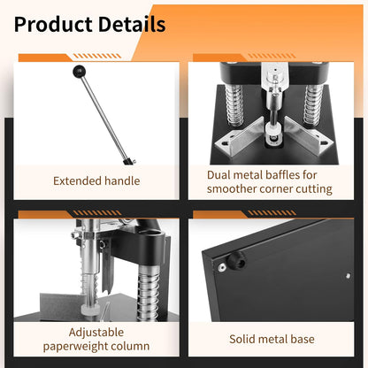 Corner Rounder, Paper Punch Cutter, Hand-Operated Corner Rounding Machine with R6mm and R10mm Dies, Industrial Heavy Duty Paper Cutting Tool for Laminate