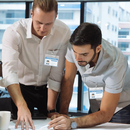 Zonon 150 Sets Name Badge Holders with Clip Clear on Name Tag Waterproof PVC ID Transparent Badge Holder with Resealable Zipper Seal Metal for Teacher Student Worker(Classic Clip)