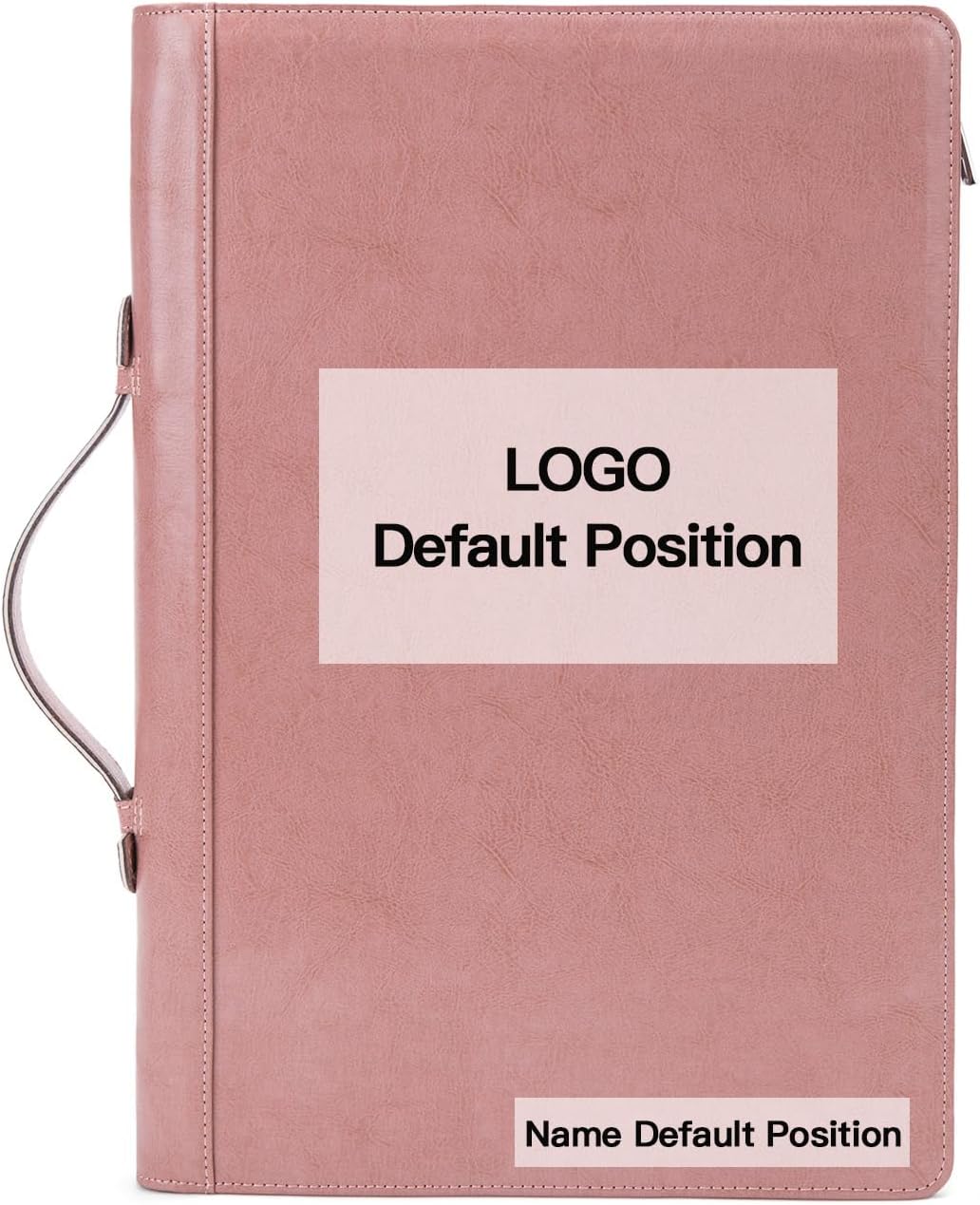 Personalized Vegan Leather 3 Ring Binder Portfolio, Custom 8.5 x 14 Legal Size Pad Padfolio, Hidden Handle, 15” Laptop Organizer, Zip Professional Business Folio, Pink