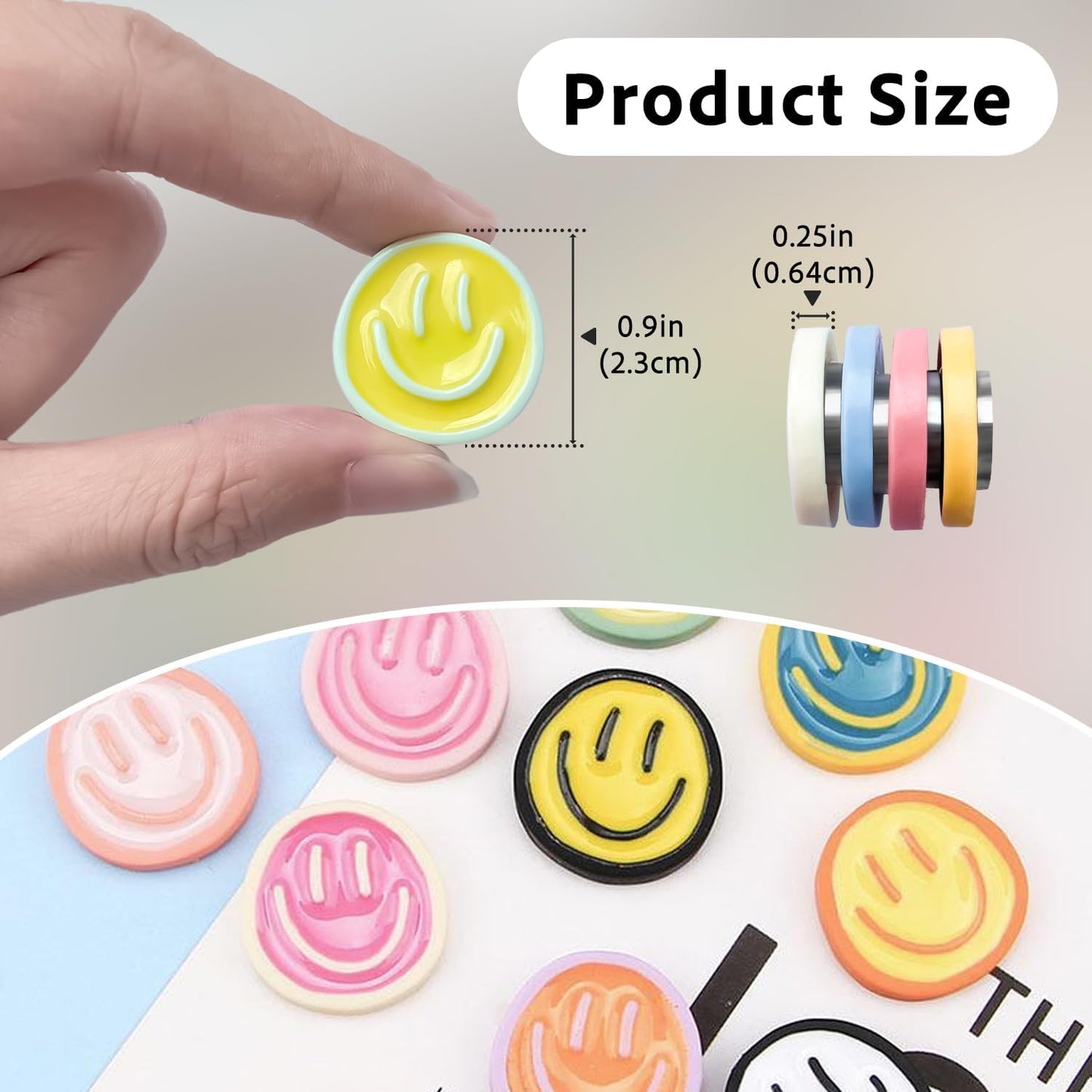 Qualsen 24 Pcs Cute Fridge Magnets, Fun Colorful Decorative Smiley Face Magnet for Lockers, Whiteboard, Offices, Schools and Homes, Locker Magnets for Girls