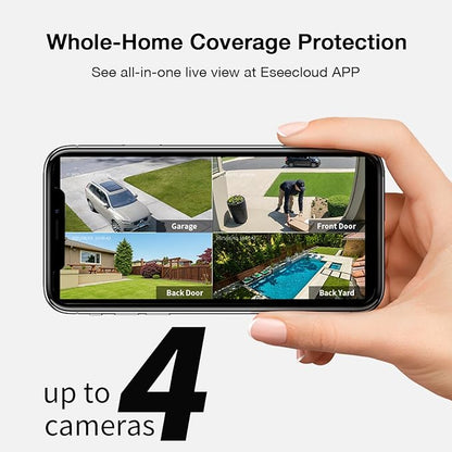 Solar Security Cameras Wireless Outdoor, 64GB Local Storage, 2K/4MP Home Security Camera System, 4-Cam Kit, 2.4G & 5GHz WiFi, AI Motion Detection, 360° View