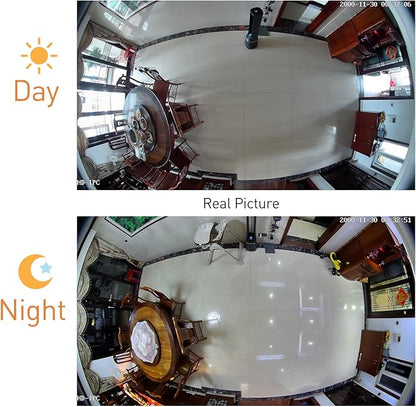 5MP Fisheye POE IP Camera, 1.7mm Lens(170° FOV), 6 Array IR LED Night Vision, Indoor Dome Surveillance Cam Motion Detection, PC/Phone App(IF02-P-TS)