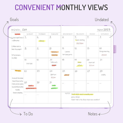 Undated Weekly Planner for 2025, Forvencer Daily & Weekly & Monthly Calendar Planner, Cute Daily Organizer Notebook, Agenda Journal to Track Goals & Tasks, Start Anytime, A5 Size, Dark Green