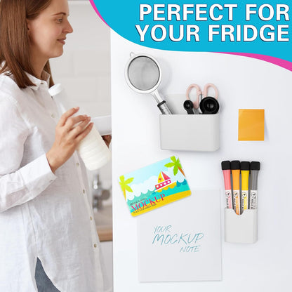 Grtard 4 Pack Magnetic Pen Holder, Magnetic Marker Holder for Whiteboard, Magnetic Dry Erase Marker Holder, Magnetic Pen Holder for Refrigerator, Magnetic Pencil Holder, Magnet Locker Organizer
