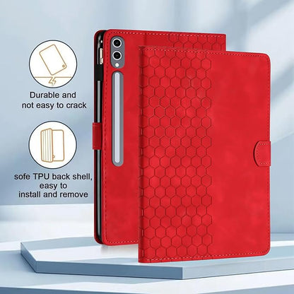 Case for Samsung Galaxy Tab S10 Plus 2024/ S9 FE Plus 5G 12.4 Inch 2023, Multi-Angle Viewing Smart Stand with Pocket Auto Wake/Sleep PU Leather Tablet Cases Flip Folio Cover Red