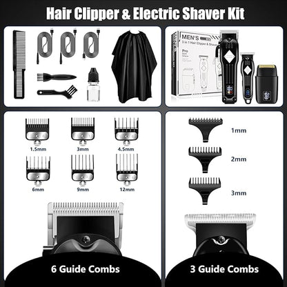 SUNNOW Hair Clippers for Men, Beard Trimmer & Hair Trimmer & Electric Foil Shavers Razor Kit, Hair Cut Machines Men's Beard Grooming Kit for Home, Barber(Black)
