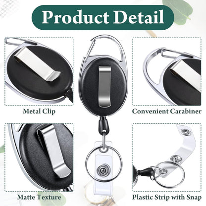Honoson 50 Pcs Heavy Duty Retractable Badge Reels Batch ID Badge Holder Retractable Clip Bulk Key Holder with Ring for Office Worker Employee, Doctor Nurse Gifts (Black)