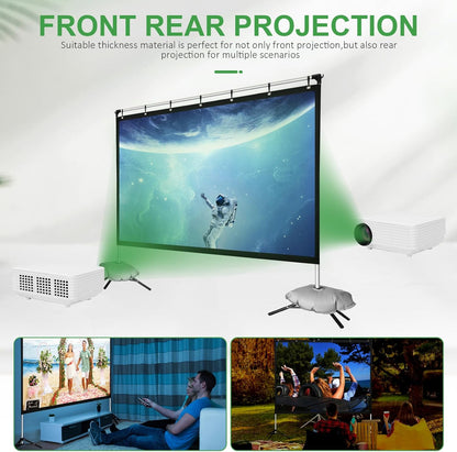 Projector Screen and Stand,120 inch Portable Outdoor Movie Screen,Clear Display and Sturdy Frame 16:9 Anti-Crease Rear Front Projection with Carry Bag for Movie Nights