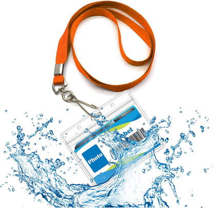 Beebel ID Badge Holder Lanyards with Waterproof Badge Card Bulk Lanyard for Name Tags Holders(Orange)