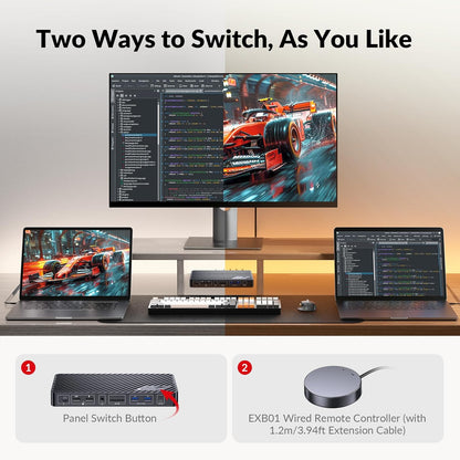AV Access Docking Station KVM Switch 2 Monitors 2 Laptops, 4K HDMI KVM Switch Dual Monitor, 100W PD for Each PC, 1G Ethernet, EDID Emulation, Ideal for Home Office & Gaming