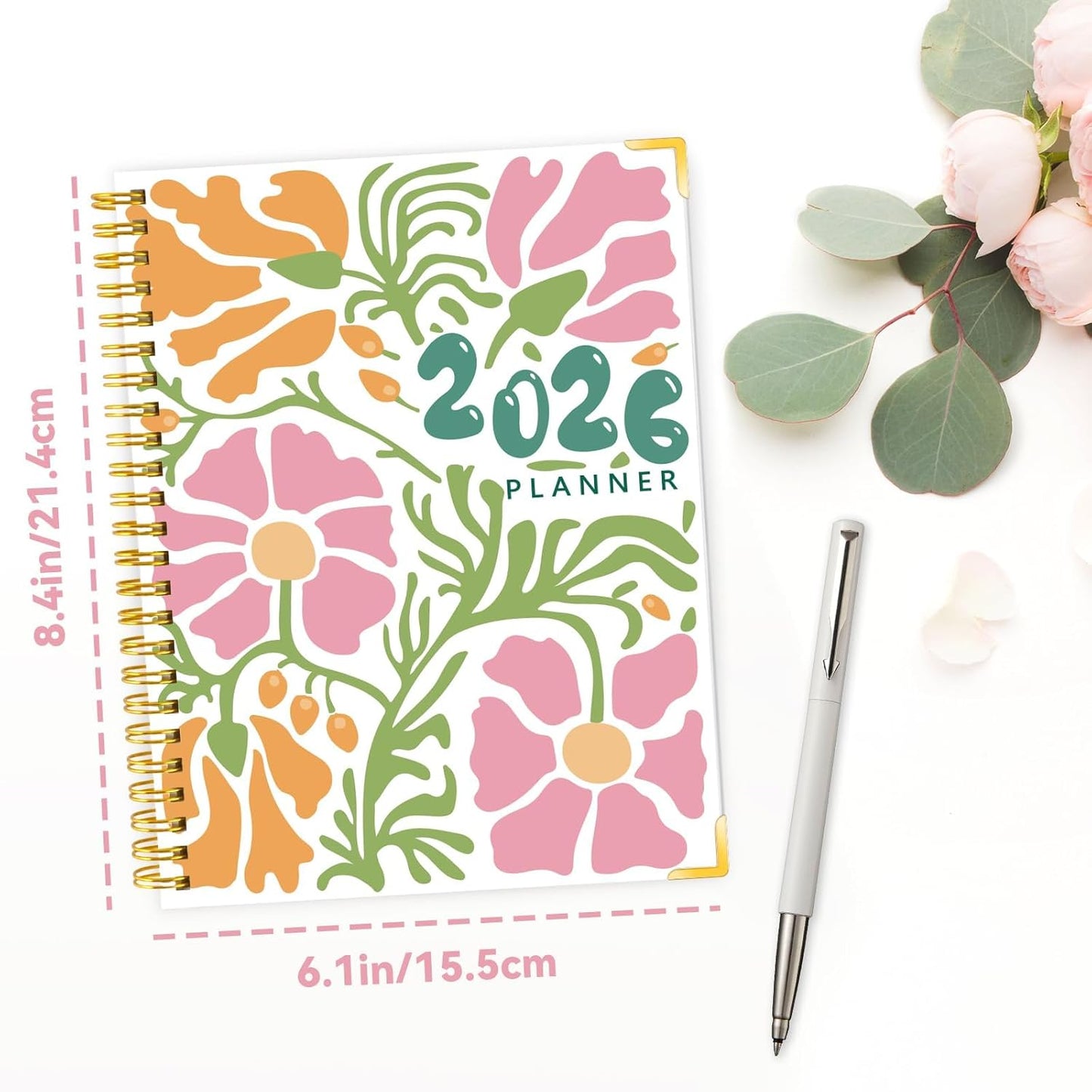 GuassLee 2026 Planner – Weekly & Monthly Planner Organizer from Jan 2026 - Dec 2026, 6.1"x8.4" Daily Agenda Planning Book with Pocket, Stickers & Tabs for Women Students Office, A5 Size