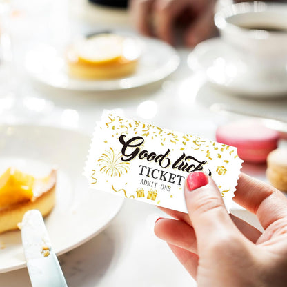 1000 Pcs Drink Ticket Single Raffle Tickets Roll Golden Ribbon Gift Design Good Luck Free Drink Ticket for Events Wedding Work Formal Parties Leisure Class Reward