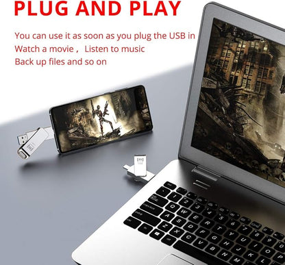 MOSDART 64GB USB3.1 Fast Speed C and A Dual Flash Drive, exFAT Memory Stick with Keychain Loop, for iPhone 15,16,17, Android Phone, iPad, MacBook, Silver(Pack of 2)
