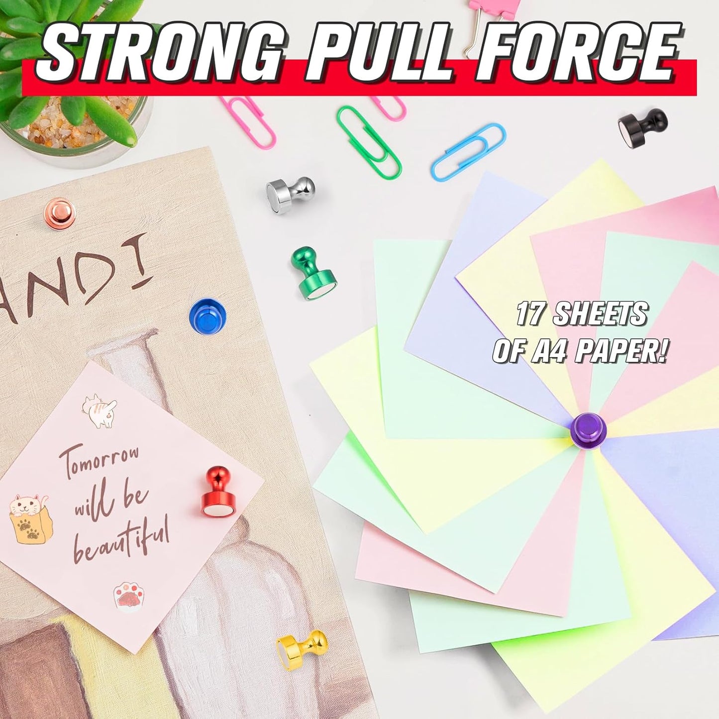 FINDMAG Strong Fridge Magnets, 28 PCS Small Whiteboard Magnets, Colorful Magnetic Push Pins for Refrigerator, Dry Erase Board, School, Kitchen, Locker Accessories