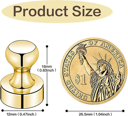 LOVIMAG Refrigerator Magnets, Fridge Magnets, Strong Whiteboard Magnets, Gold 50 Pcs Magnetic Push Pins, Strong Metal Magnets for Fridge, Whiteboard, Office, Classroom, Map, Kitchen