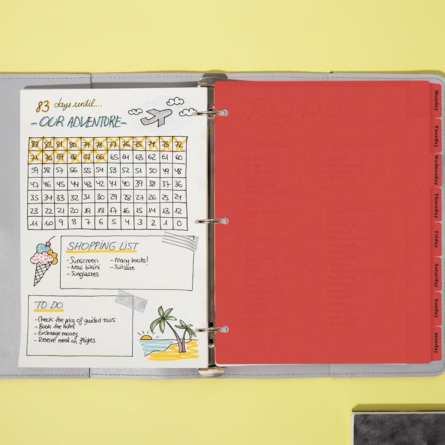 Dark Red Binder Dividers, 8-Tab Sturdy Plastic Dividers, Binder Dividers with Tabs, 3-Ring Binder Plastic Divider Set, Aesthetic Dividers for Binder, Suitable for Notebooks and Binders(Dark Red)