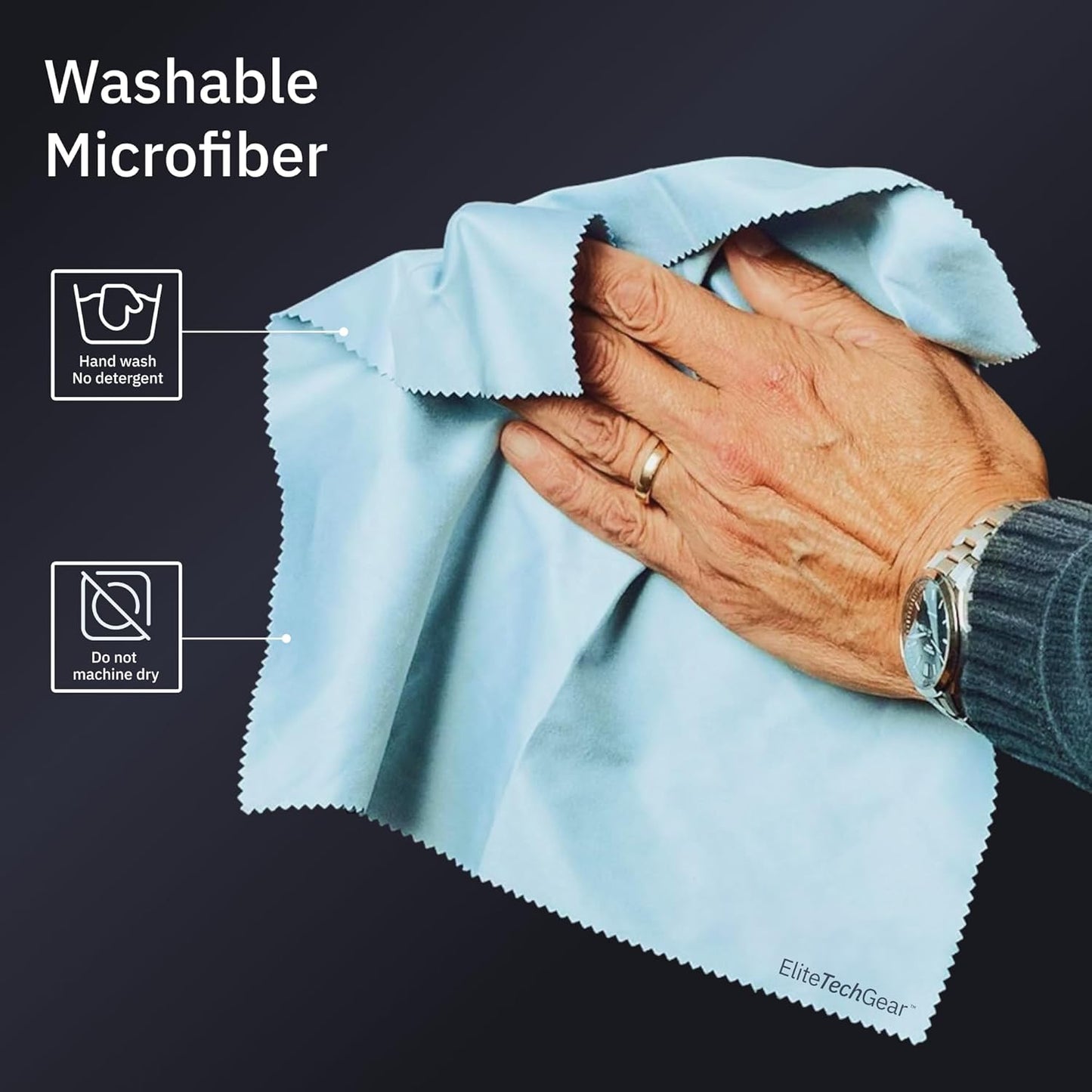 Elite Tech 6-Pack Oversized Microfiber Cloths for Electronic Devices, Eyeglasses, Screens and Lenses - Washable; 6×7 in & 12×12 in - Eyeglass Cloth - Glasses Cleaner