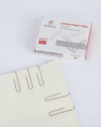 PAPERPAL Paperclips for Office School & Personal Use, Jumbo Smooth Paper Clip (2"), 300 Large Paper Clips (3 Boxes of 100 Each), Silver