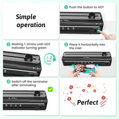 Laminator Machine 9 Inch Laminating Machine - A4 Cold Thermal Laminator Machine with Laminating Sheets, 8.5 x11 Personal Laminators for Teachers 90s Warm up, A4/A5/A6 Laminators for School Home