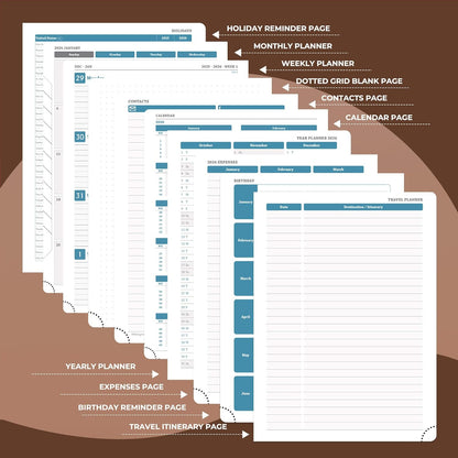 Weekly Monthly 2026 Planner (Jan.26-Dec.26),11.5"x8.5",12 Months Agenda Plan with Month Tabs & Pocket,Expenses/Note Pages, Appointment Book Calendar with Hardcover Vegan Leather Cover,Brown