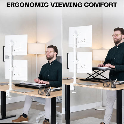 VIVO Dual Monitor Desk Mount Stand with Height Adjustment and VESA Plates for 2 LCD Ultrawide Screens up to 34 inches, Stacked Array, STAND-V002RW