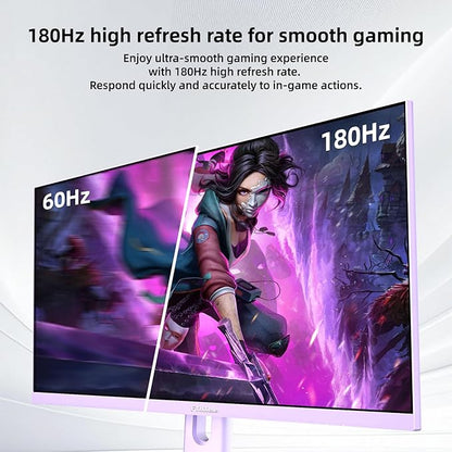 27 inch Gaming Monitor, 180Hz Computer Monitor FHD 1080P Fast IPS Panel Pc Monitor, sRGB100%,1ms, DisplayPort/HDMI/Eye Care/Wall Mount Compatible-Purple