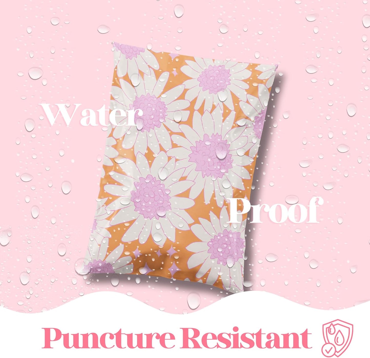 14.5x19 Designer Poly Mailer 100 Pack Heavy Duty Waterproof Self Seal Shipping Bags for Small Business Large Mailing Envelopes Bulk Tear Resistant Packaging Pink Blooms Flowers