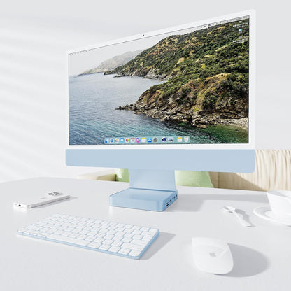 USB C HUB for iMac 24 inch 2021/2023/2024, PULWTOP USB Hub Adapter iMac Accessories for iMac M1/M3/M4 with USB C 10Gbps 3*USB A SD/TF, Docking Station Support Expand M.2 SSD (Not Included),Blue