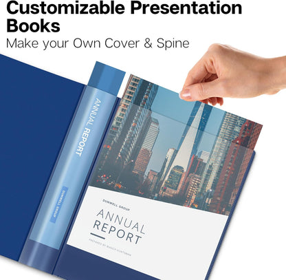 Dunwell Presentation Binder 12-Pocket, Displays 24 Pages, 8.5x11 Portfolio Binder with Plastic Sleeves, Storage and Organizer for Documents, Certificates, Projects, Photos (Blue)