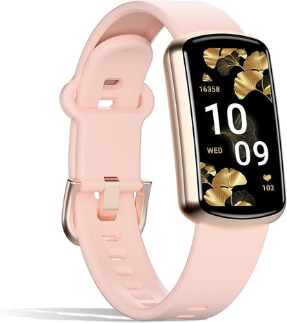 Health Fitness Tracker, Smart Watch with 24/7 Heart Rate, Activity Tracker with Blood Pressure and Blood Oxygen Monitor, 120 Sport Mode Waterproof Sleep Tracker for Women Men (Pink)